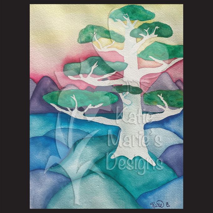 Spectral Tree, Watercolor on Cotton Paper